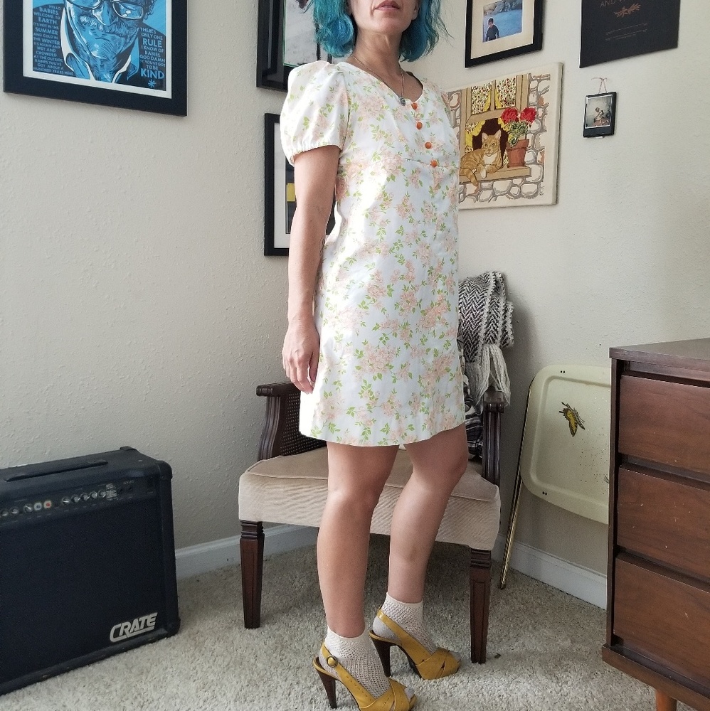 Handmade Vntg A-Line Dress W/ Empire Waist Sz S - Picture 4 of 8